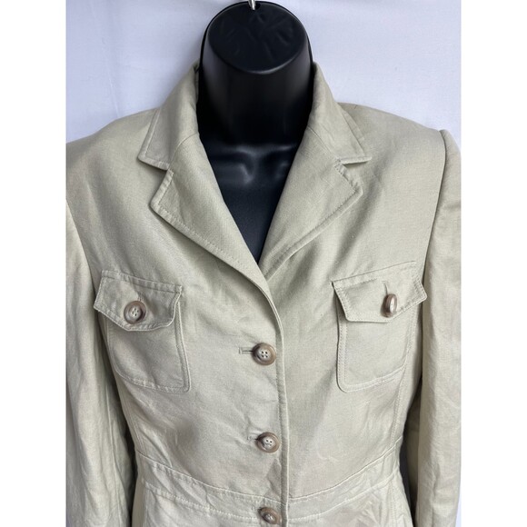 Isabella Demarco Linen Blend Blazer Jacket Size 4 Beige Career Office Business - Picture 2 of 9
